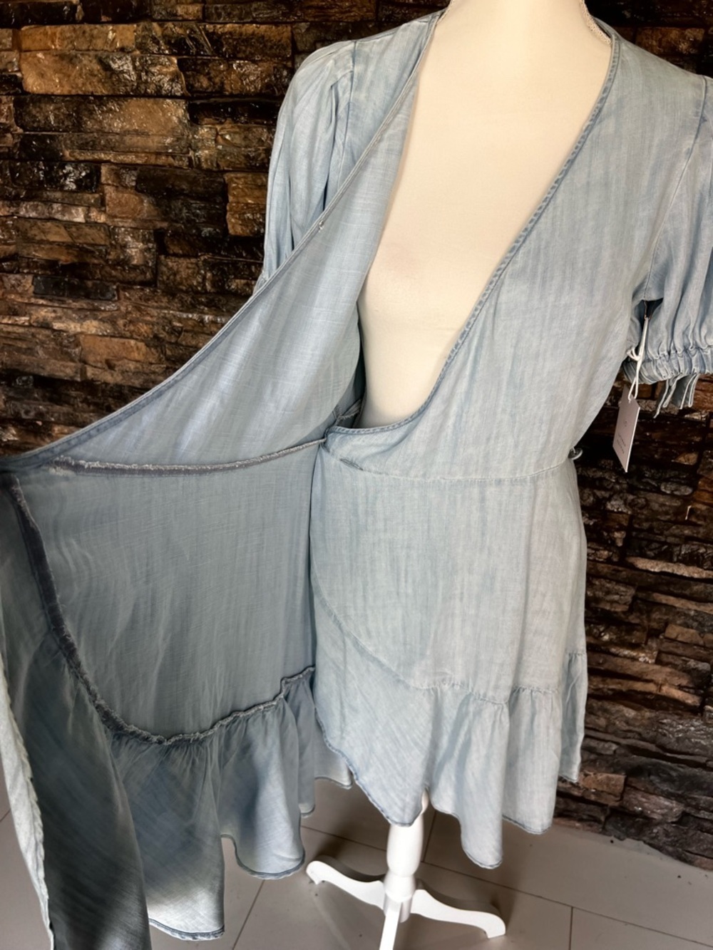 LC Lauren Conrad Pale Blue Wrap-Style Midi Dress - Picture 9 of 15